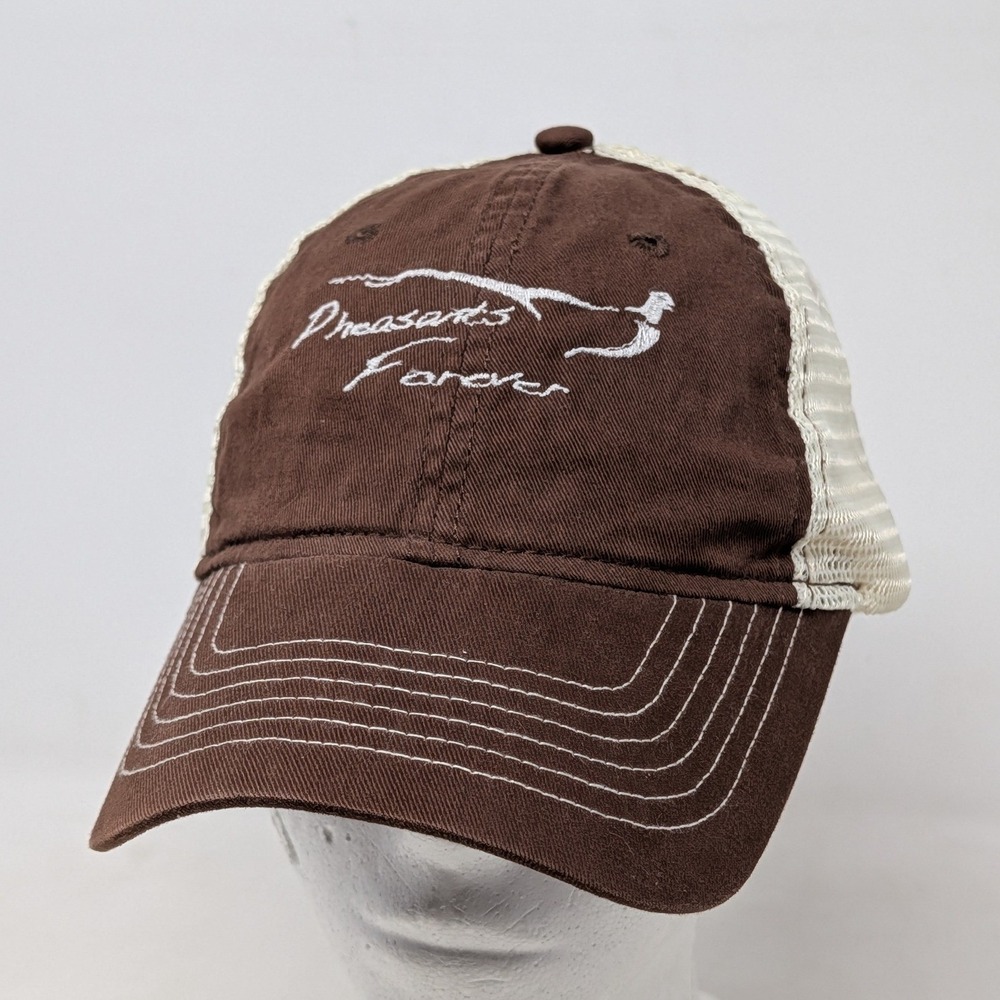 Zkapz Pheasants Forever Trucker Hat Brown Cream Mesh Snapback High Plains 778